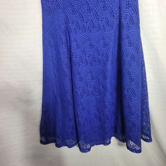 Liz Claiborne Blue Short Cap Sleeve Crochet Lace Dress Women's Size 6 - Picture 2 of 11